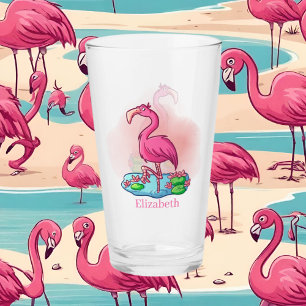 Verre mignon ajouter nom rose flamant