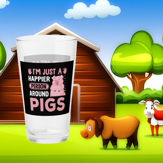 Verre mignon amateur de cochon heureux art du mot (Créateur téléchargé)