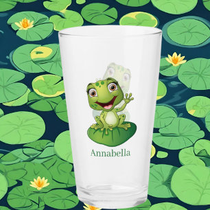 Verre mignon amoureux de grenouilles ajouter le nom