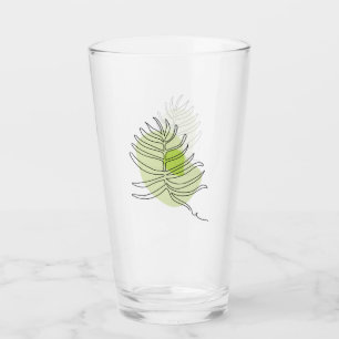 Verre Mignonne ligne art tropical isolé feuillage vert