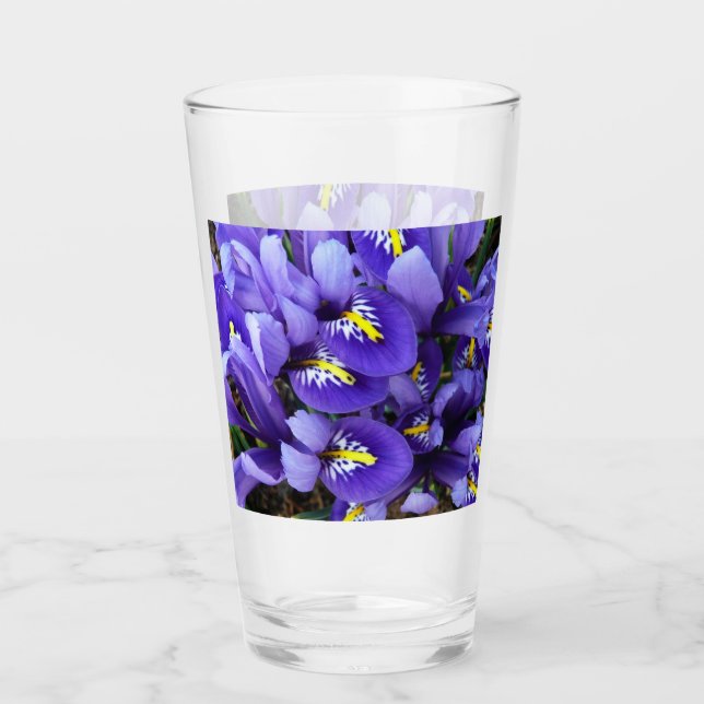Verre Miniature Bleu Irises Printemps Floral (Devant)