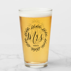 Verre Mme étant assortie Monogram Wreath de couples