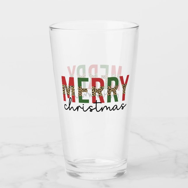 Verre Moderne Joyeux Empreinte de léopard de Noël minima (Devant)