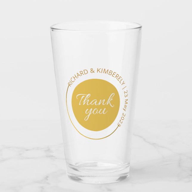 Verre Moderne Simple Ajouter un couple Nom Date Merci Gl (Devant)