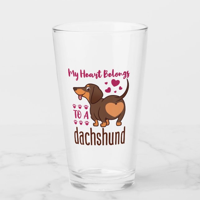 Verre Mon coeur appartient à un Dachshund (Devant)