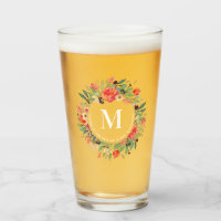 Monogramme de couronne de Noël à fleurs rouges