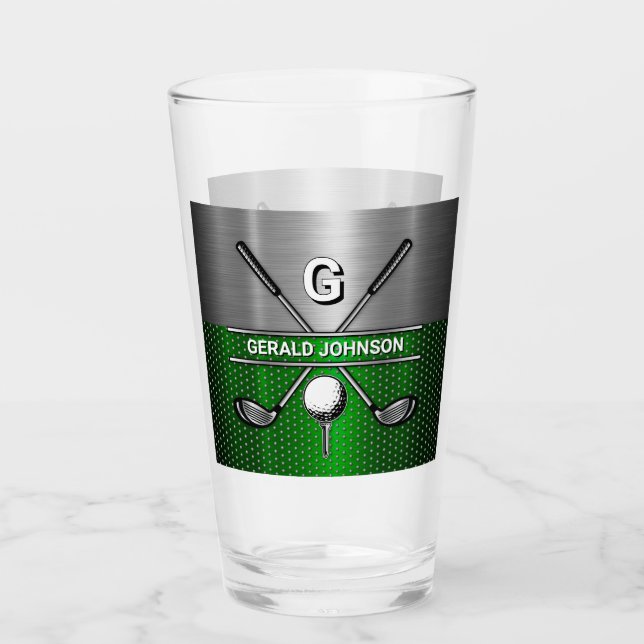 Verre Monogramme de golf Metallic Green et Argent (Devant)