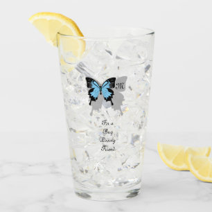 Verre Monogramme de l'ombre des papillons à dos bleu