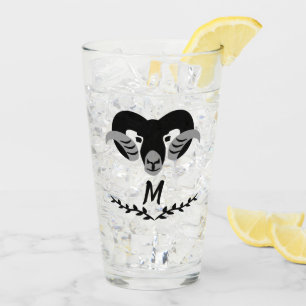 Verre Monogramme en silhouette du bélier noir à cornes