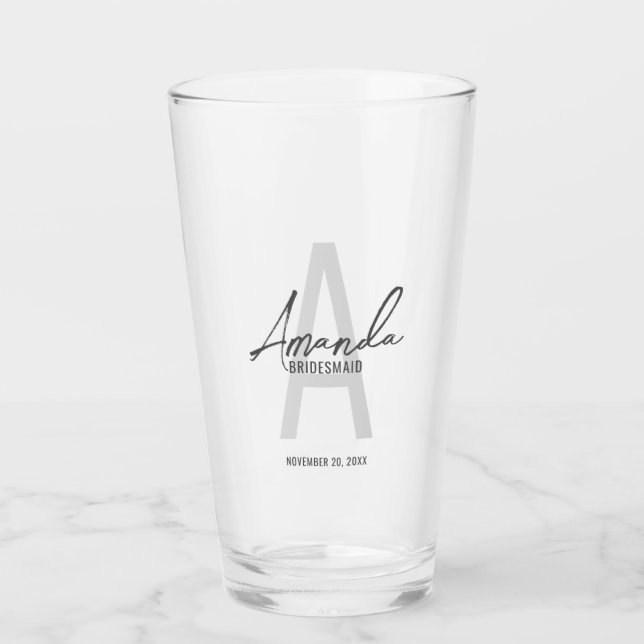 Verre Monogramme et nom d'une servante d'État moderne pe (Devant)