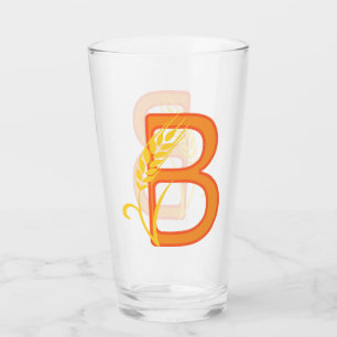 Verre monogramme floral B lettre majuscule