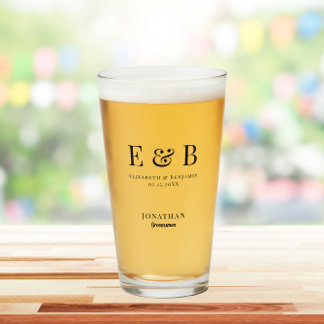 Verre Monogramme Mariage Groomsman Cadeau Personnalisé N