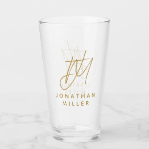 Verre Monogramme moderne Nom Bière simple