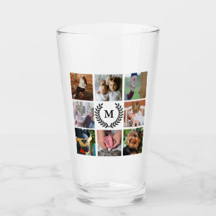 Verre Monogramme noir du collage   de photo des lauriers