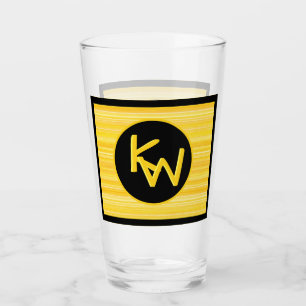 Verre Monogramme noir jaune citron rétro