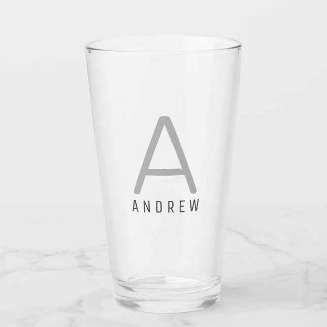 Verre Monogramme Nom initial Simple moderne pinte (Devant)