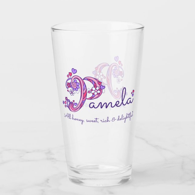 Verre Monogramme nommé de la fleur P de coeur de (Devant)