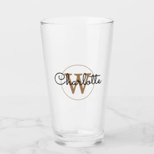 Verre Monogramme Or Élégant Script fille