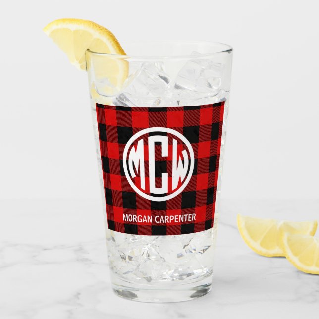 Verre Monogramme rouge du cercle de contrôle du bison no (Devant glace)