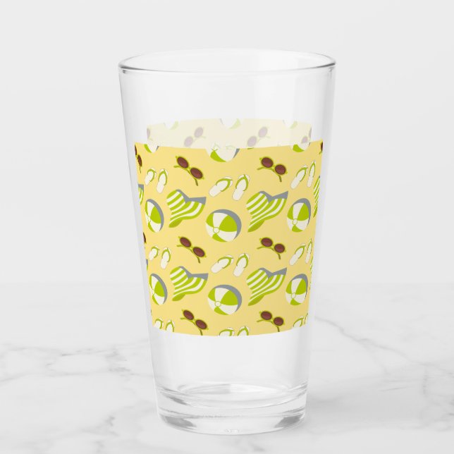 Verre Motif de plage avec lunettes de soleil et casquett (Devant)