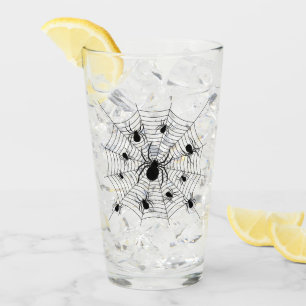 Verre Motif d'Halloween Black White araignées