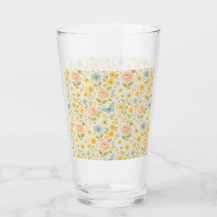 Verre Motif floral vintage coloré avec papillons