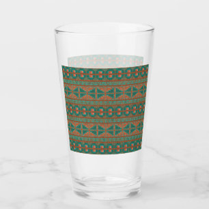 Verre Motif géométrique de couleurs cuivre sarcelle du s
