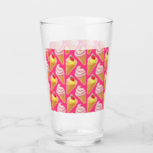 Verre Motif rose Kawaii avec crème glacée aux fraises
