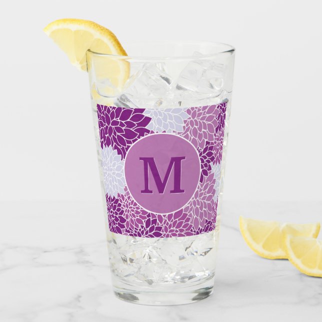 Verre Motif Vintage initial violet monogramme (Devant glace)