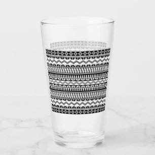 Verre Motifs géométriques noirs et blancs du sud-ouest