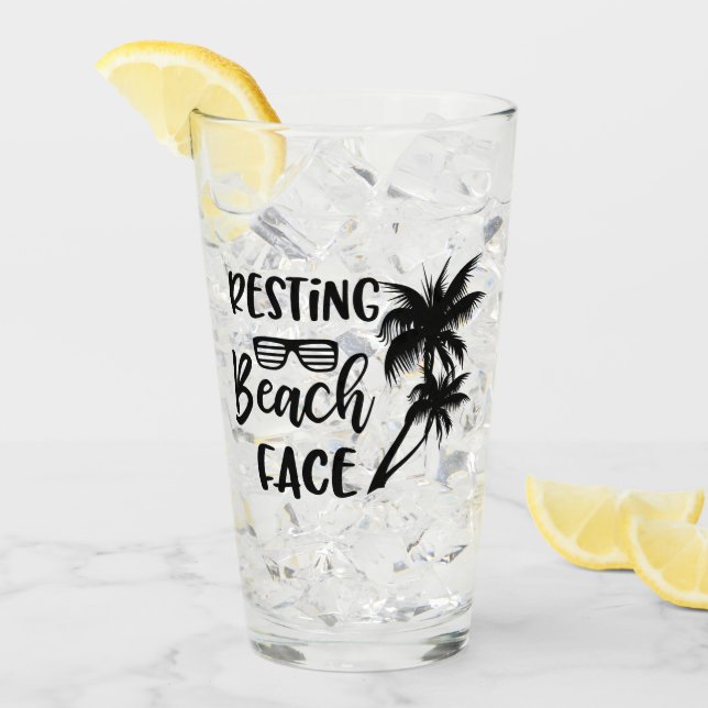 Verre Mots de repos de visage de plage (Devant glace)