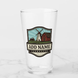 Verre Moulin à vent ancien rustique personnalisé au NOM
