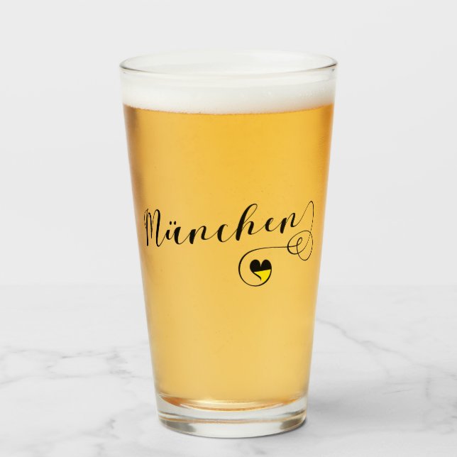 Verre München Munich Coeur Mug, Bavière (Devant (rempli))