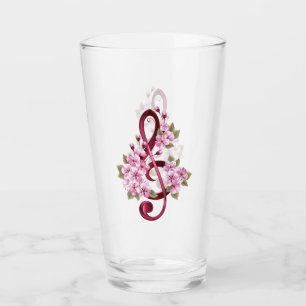 Verre Musical treble clef notes with sakura flowers