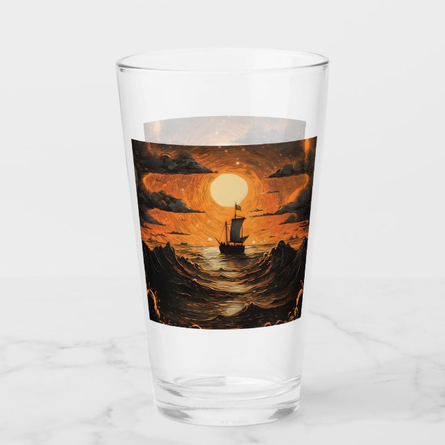 Verre Navire naviguant la nuit (Devant)