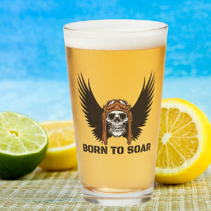 Verre Né pour s'élever, Aviation, Avion, Pilote, Crâne, 