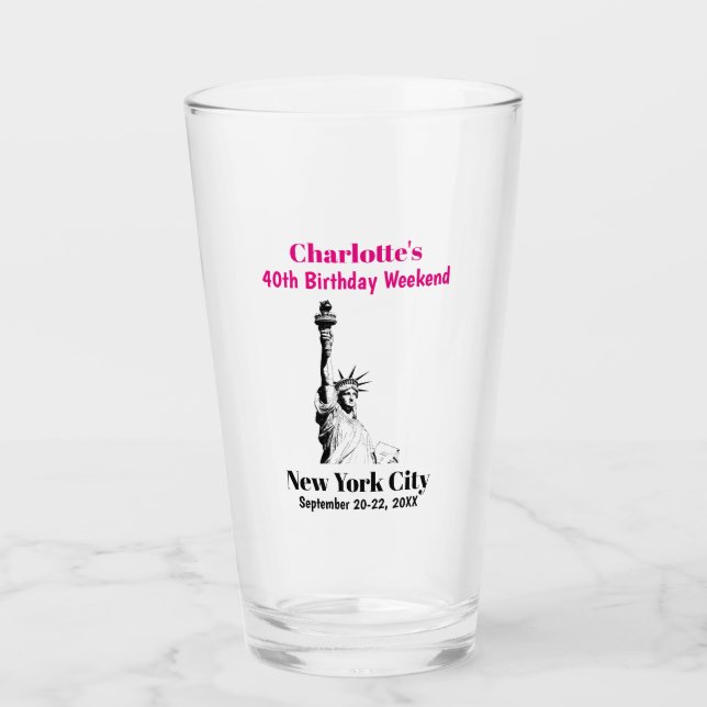 Verre New York City Fête Anniversaire Filles Voyage Beer (Devant)