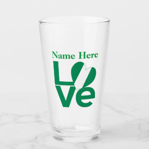 Verre Nigérian Green LOVE Heart Flag Personnalisé