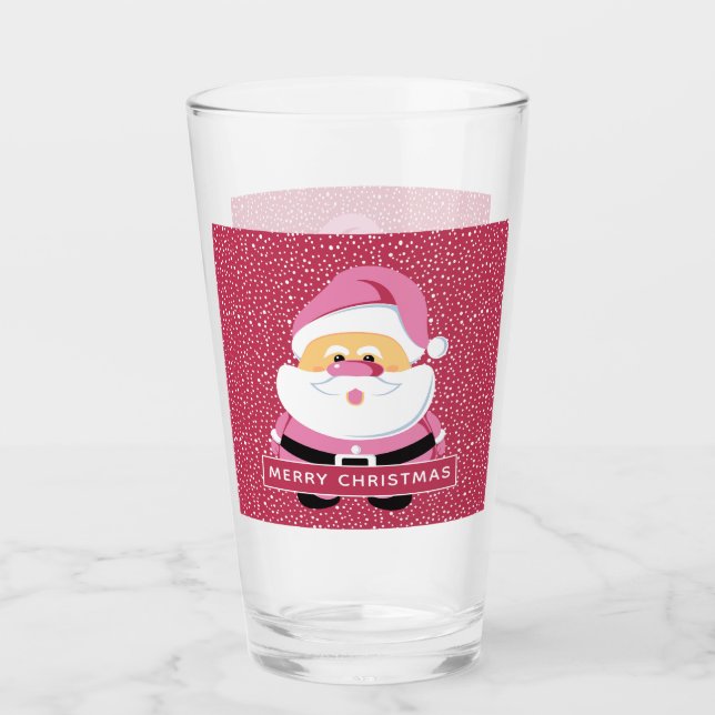 Verre Noël blanc rose mignon et neige (Devant)