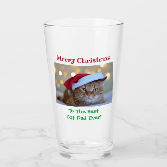 Verre Noël Chat Papa meilleur jamais animal de compagnie (Devant)