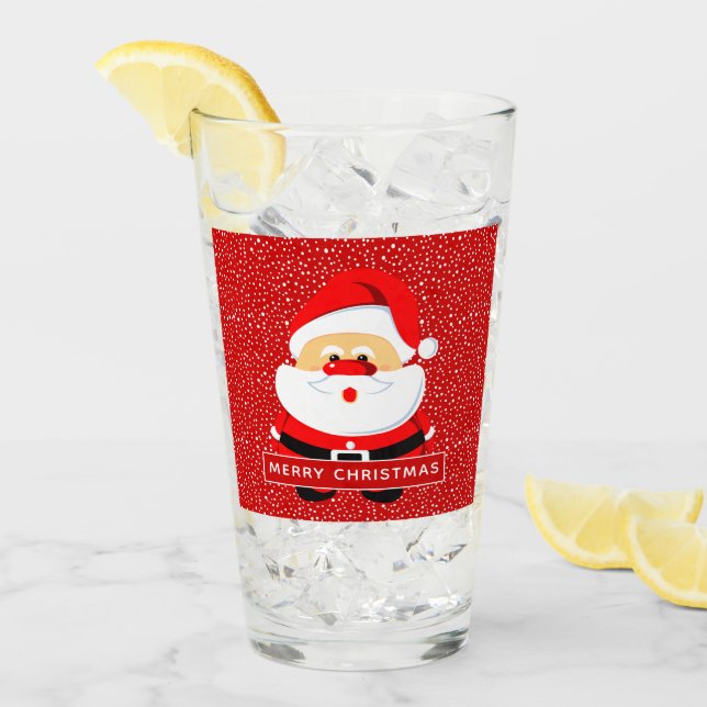 Verre Noël du Père Noël mignon et neige (Devant glace)