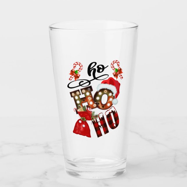 Verre Noël Ho Ho Ho Vacances festives modernes (Devant)