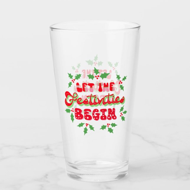 Verre Noël Que Les Festivités Commencent Vacances Holly (Devant)