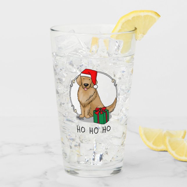 Verre Noël Santa Claus Golden Retriever Chien mignonne (Dos glace)