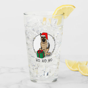 Verre Noël Santa Hat Allemand Berger Chien mignonne