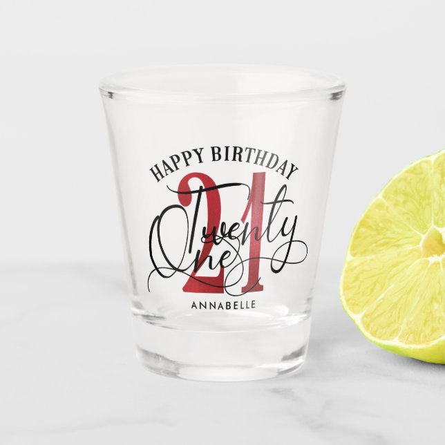 Verre noir et rouge élégant pour le 21e anniversai (Devant)