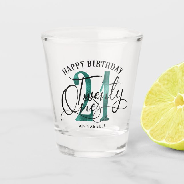 Verre noir et Turquoise élégant pour le 21e annive (Devant)