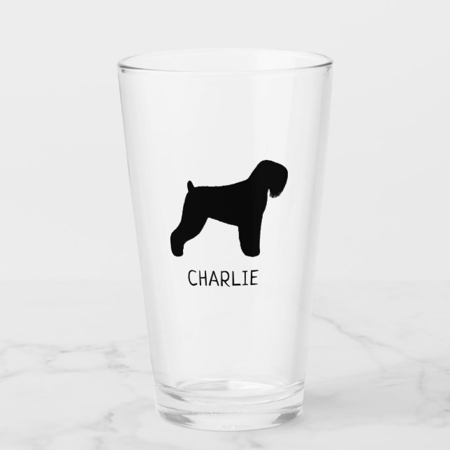 Verre Noir Russe Terrier Silhouette Chien Personnalisé (Devant)
