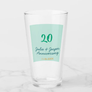Verre nom date anniversaire 20 ans bleu vert orange