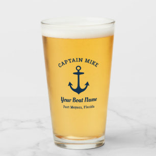 Verre Nom de bateau de capitaine de marine personnalisé